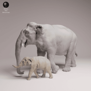 Éléphant adulte et petit 1/32 en résine réaliste