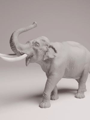Éléphant d'Inde 1/32 en résine SLA pour diorama réaliste