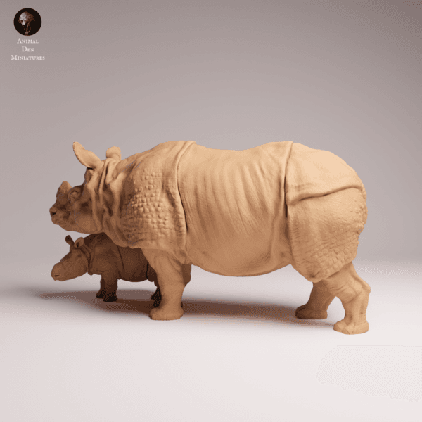 Rhinocéros en résine 1/32 pour maquettes et collections