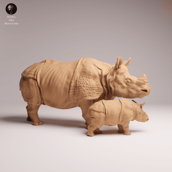 Rhinocéros famille détails anatomiques ultra-précis