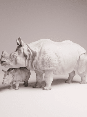 Rhinocéros adulte et petit 1/32 en résine réaliste