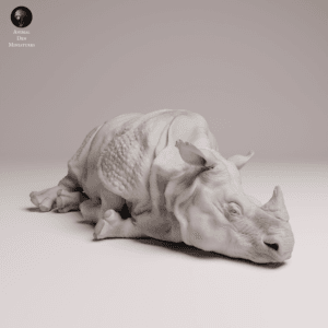 Rhinocéros couché 1/32 en résine SLA pour modélisme et diorama