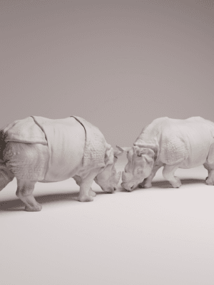 Set de rhinocéros en combat 1/32 en résine SLA pour diorama