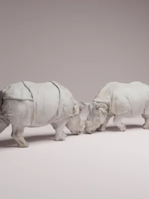 rhinocéros-combat-1-32-diorama-résine Set de rhinocéros en combat 1/32 en résine SLA pour diorama