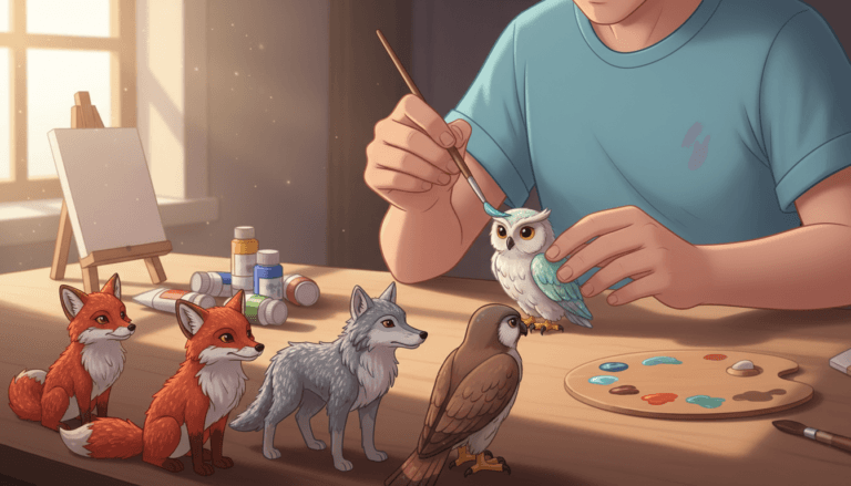 Peindre les poils et plumes sur figurines d’animaux