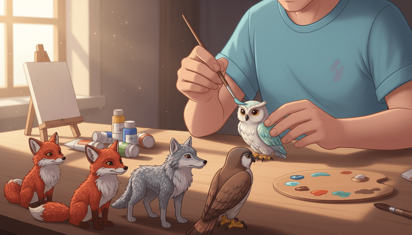 Peindre les poils et plumes sur figurines d’animaux