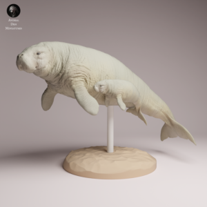 Kit de figurine Rhytine de Steller adulte et son petit en résine à l'échelle 1/100 non peint.