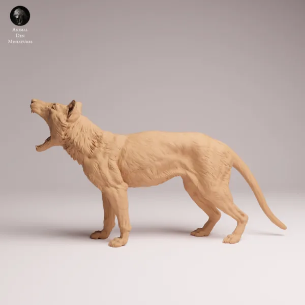 modele-peint-marsupial-disparu Exemple de peinture réaliste avec rayures foncées sur la figurine du marsupial disparu.