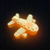 Figurine avion miniature monoplan en résine époxy orange vif avec une surface lisse et brillante, vue de jour.