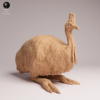 Miniature en résine non peinte d'un casoar à casque en position de repos vue de trois-quarts face.