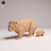 Gros plan sur les détails du pelage de l'impression 3D en résine du wombat.