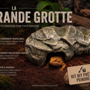 Comparatif des trois tailles S, M et L de l'accessoire serpent type grotte modulable en deux parties.