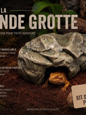 accessoire-serpent-grotte-tailles-s-m-l Comparatif des trois tailles S, M et L de l'accessoire serpent type grotte modulable en deux parties.