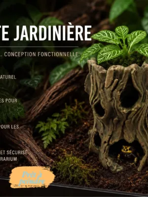 cachette-terrarium-souche-a-peindre Cachette terrarium souche à peindre en PLA blanc brut pour gecko et amphibiens.
