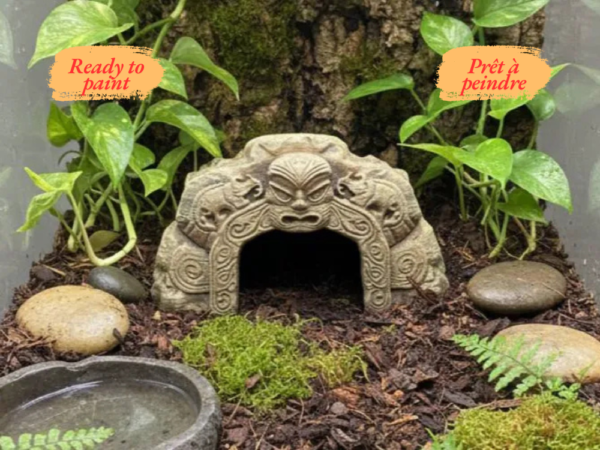 Cachette grotte terrarium reptile motif maori à peindre en PLA haute résolution.