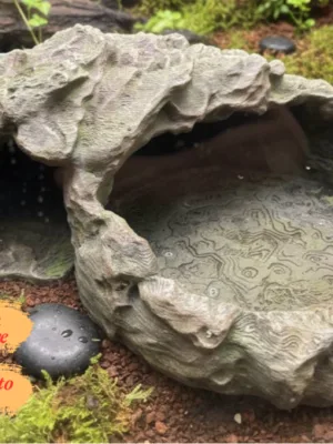 cachette-ecuelle-terrarium-reptile-a-peindre Cachette avec écuelle terrarium à peindre, un abri 2-en-1 imitation roche naturelle pour reptiles et amphibiens.