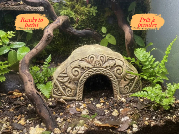 cachette-terrarium-reptile-maori Cachette terrarium reptile avec motif Maori en impression 3D à peindre.