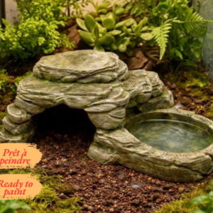 Grotte et abreuvoir terrarium reptile à peindre, un abri 2-en-1 pour aménager son vivarium.