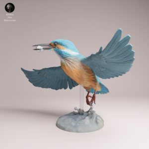 Figurine Martin-pêcheur en plein vol en résine brute prête à peindre