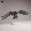 Figurine en résine à peindre d'un grand corbeau en plein vol avec ailes déployées à l'échelle un sixième.