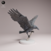 Figurine de Grand Corbeau à l'atterrissage en résine brute beige à peindre à l'échelle un sixième.