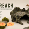 Cachette reptile en forme de ruines gothiques médiévales, kit brut prêt à peindre en impression 3D.