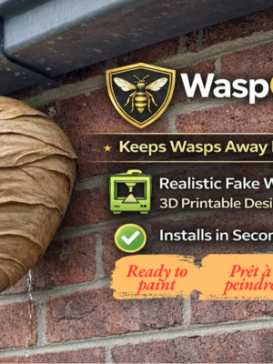faux-nid-guepes-waspguard-face Vue de face d'un faux nid de guêpes à peindre posé sur un fond neutre, dévoilant les fines ondulations réalistes de sa structure.