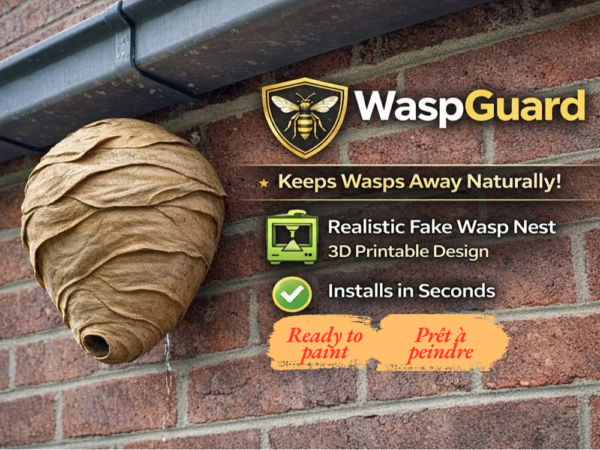 faux-nid-guepes-waspguard-face Vue de face d'un faux nid de guêpes à peindre posé sur un fond neutre, dévoilant les fines ondulations réalistes de sa structure.