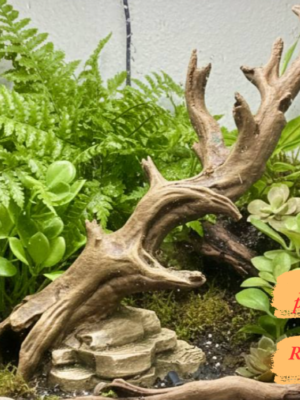 Cachette branche terrarium à peindre, un abri pour reptile et poisson avec finition écorce naturelle.