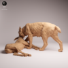 La figurine du lynx et de sa proie présentée de profil, démontrant la précision anatomique parfaite pour créer un diorama nature sauvage échelle 1/24.