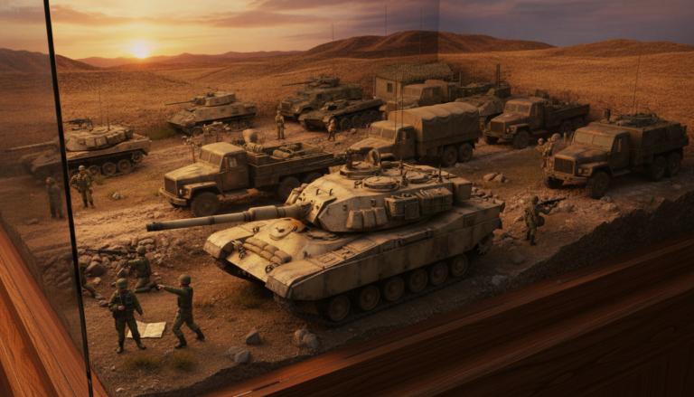 Diorama char et véhicules