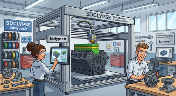 Impression 3D grand format et prototypage de pièces mécaniques par l'atelier partenaire 3Dclypse